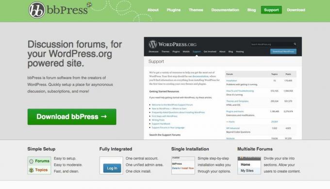 Näyttökuva bbPress-ilmaisesta online-foorumityökalusta