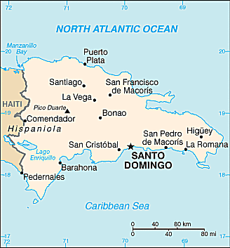 Dominikaanisen tasavallan kartta