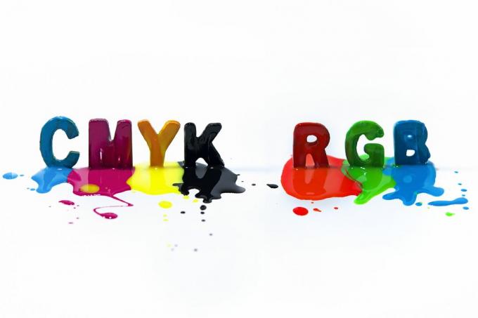 Moniväriset CMYK RGB -kirjaimet