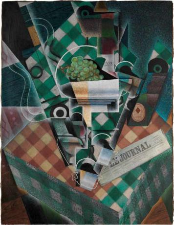 juan gris asetelma ruudullinen pöytäliina