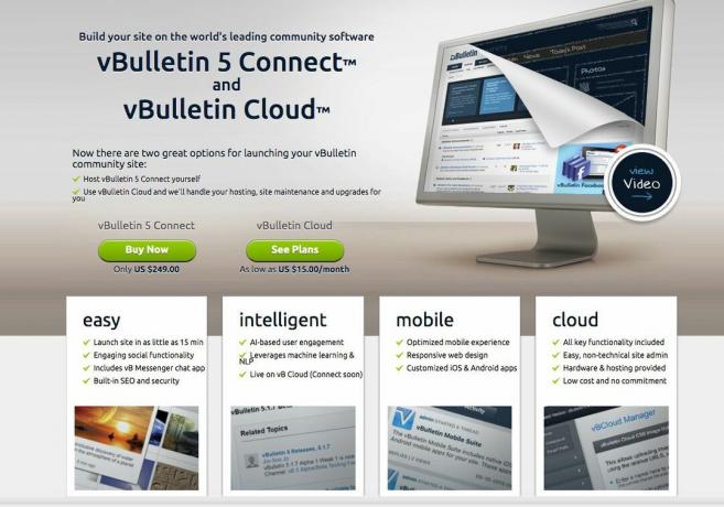 Näyttökuva vBulletin-ohjelmistosta foorumien lisäämiseen verkkosivustoon tai blogiin