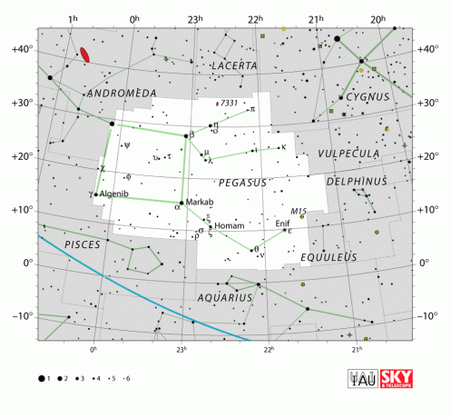 IAU: n kaavio Pegasuksen tähdistöstä.