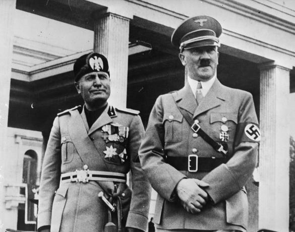 Benito Mussolini ja Adolf Hitler Münchenissä, Saksassa syyskuu 1937.