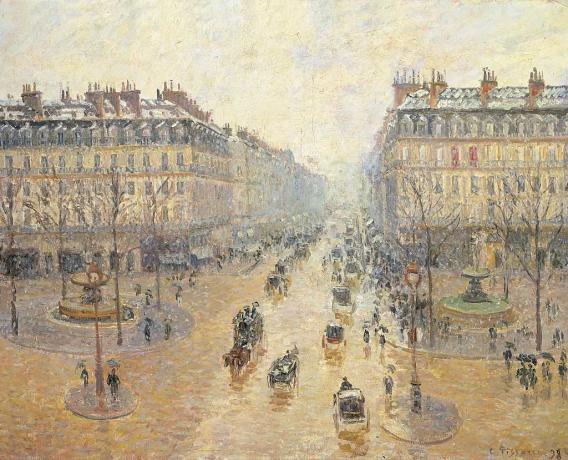 Avenue de L'Opéra. Lumiefekti. Aamulla, kirjoittanut Pissarro Camille, 19th Century, 1898, öljy kankaalle, cm 65 x 82