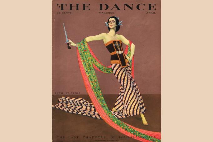 Ruth St Denis lehden kannessa, 1929