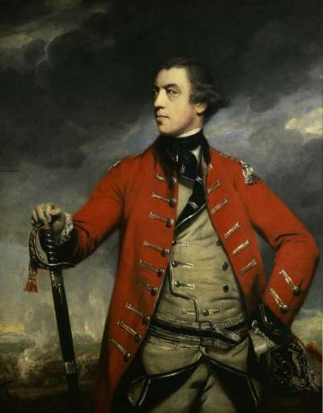 John Burgoyne punaisella Ison-Britannian armeijan uniformissa.