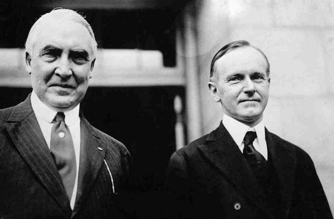 valokuva Warren Harding ja Calvin Coolidge