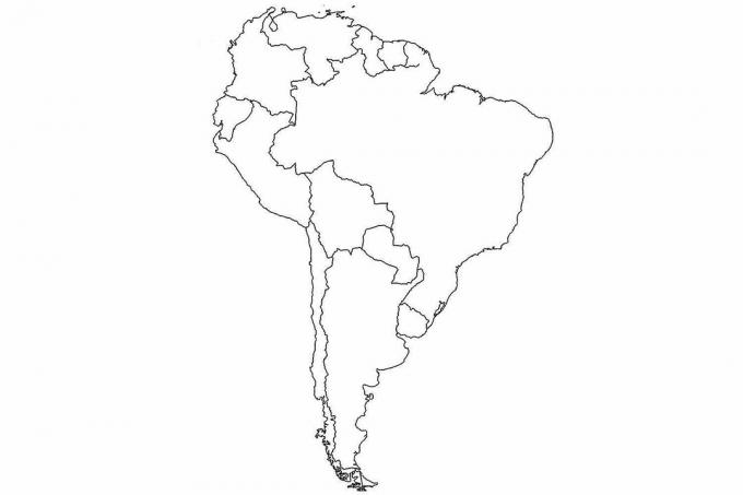 Tyhjä Etelä-Amerikan kartta