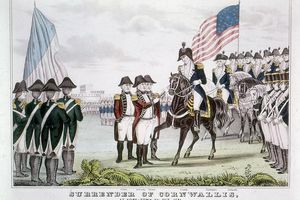 'Cornwallisin antautuminen', Yorktown, Virginia, 1781.