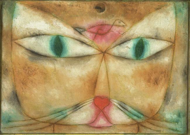 Kissa ja lintu. Taiteilija: Klee, Paul (1879-1940)