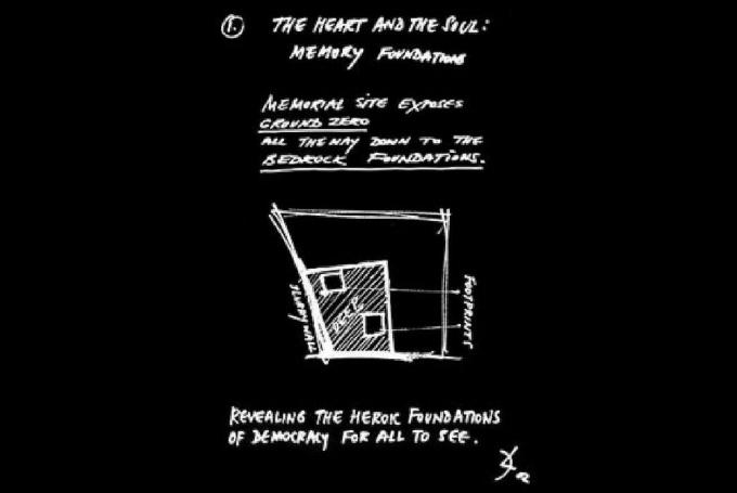 Sydän ja sielu: Muistin säätiöt - Daniel Libeskindin alkuperäinen luonnos joulukuusta 2002 diaesitys