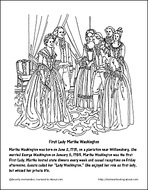 Martha Washington väritys sivu