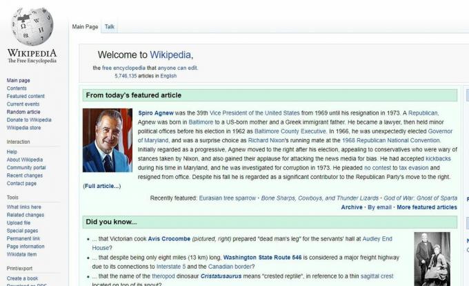 Wikipedian pystysuuntainen navigointipalkki