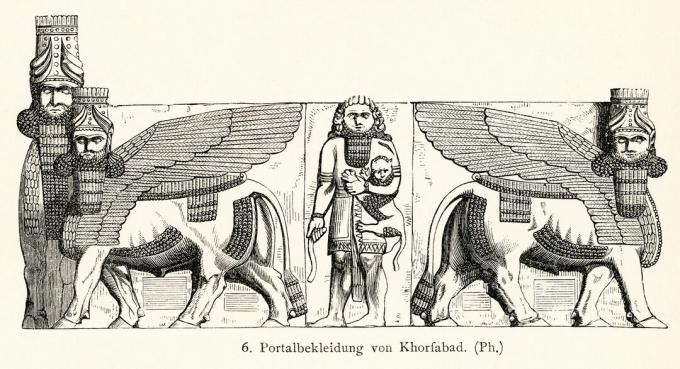 Port-jamb-patsaat Dur-Sharrukinista, Sargonin palatsista, Khorsabadista, Irakista