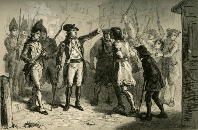 Britannian kuninkaallinen kuvernööri William Tryon kohtaa Pohjois-Carolinan sääntelijät vuonna 1771