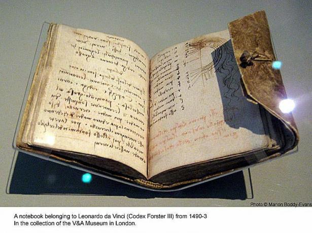 Leonardo da Vinci -muistikirja Lontoon V & A-museossa