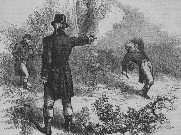 Varapresidentti Aaron Burr tappoi entisen valtiovarainministerin Alexander Hamiltonin kaksintaistelussa 11. heinäkuuta 1804.