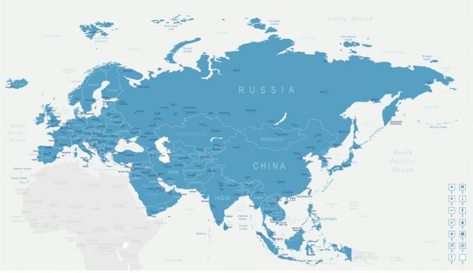 Digitaalinen kartta Eurasian kartasta.