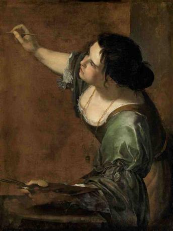 Omakuvanäyttely maalaamisen allegooriana (La Pittura), Artemisia Gentileschi.