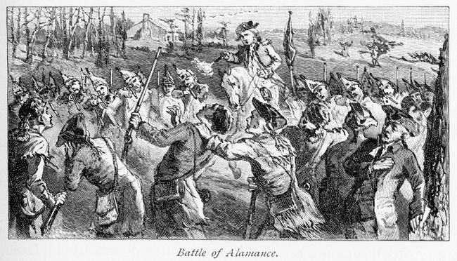 Kuvernööri Tryonin miliisijoukot ampuivat sääntelijöitä Alamancen taistelun aikana, säännöstön sodan viimeisessä taistelussa.